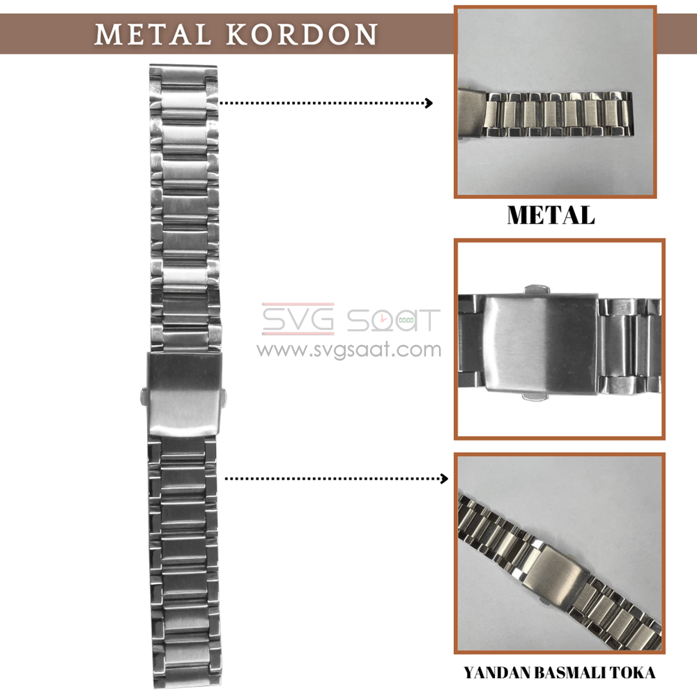 Paslanmaz Metal Kordon MK103 - 22MM — fotoğraf 5