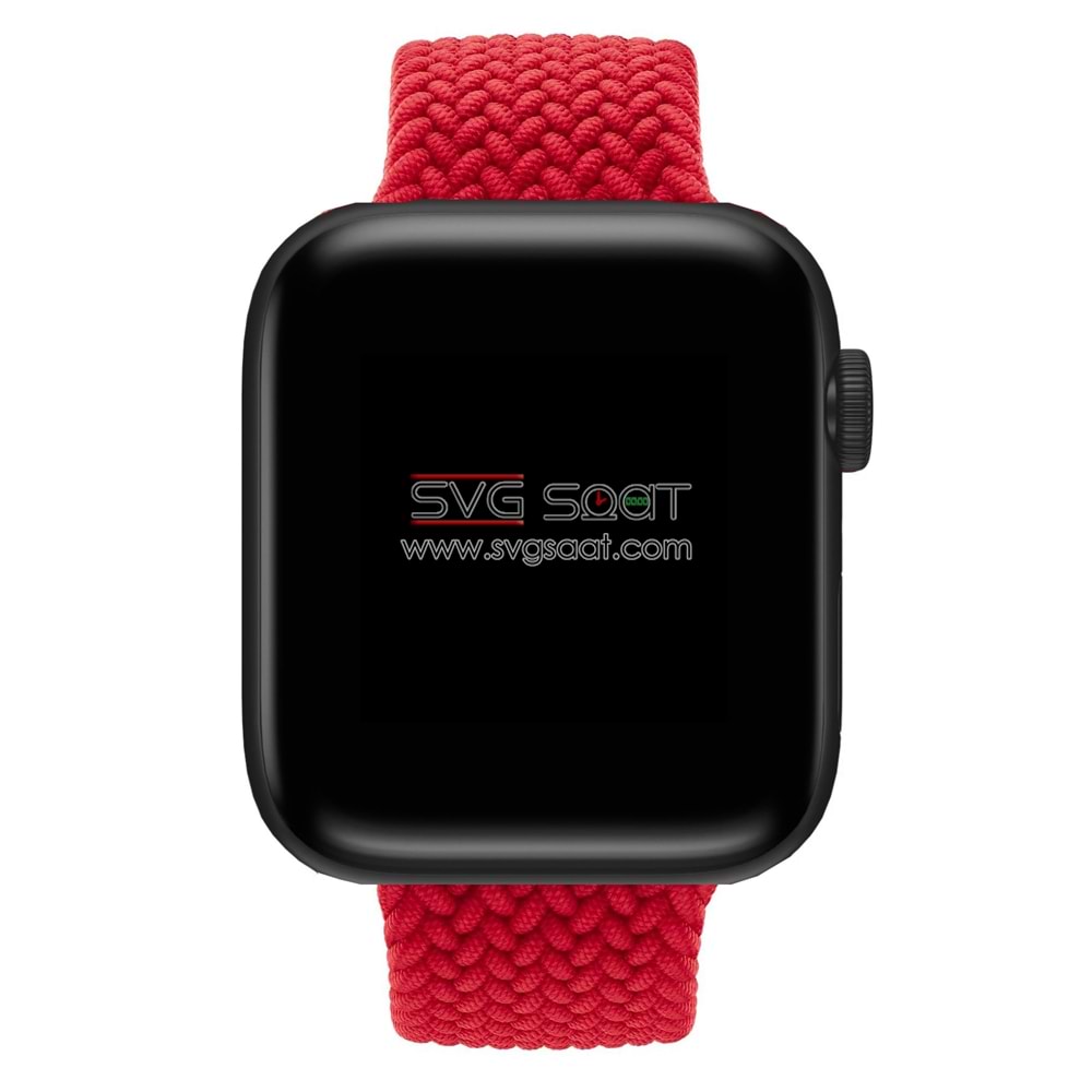 Apple watch uyumlu Örgülü silikon kordon - KIRMIZI - 42/44 - M/L — fotoğraf 2