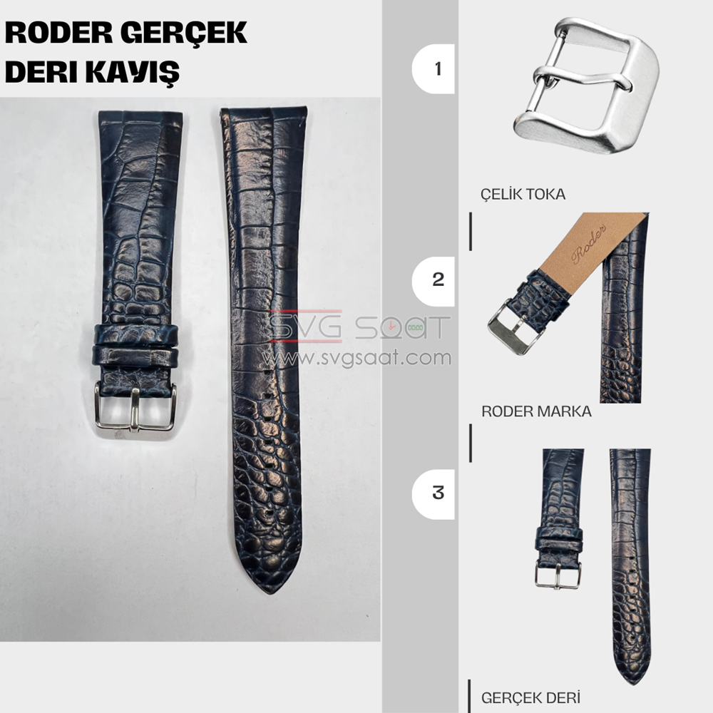 R4174 Roder Deri Kayış - Lacivert - 22X18MM — fotoğraf 3