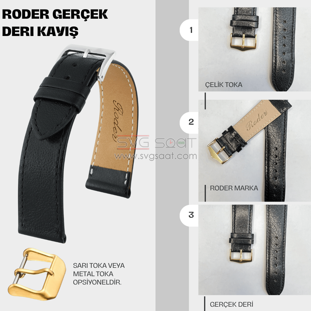 R4150S Roder Deri Kayış - Siyah - 21X20MM — fotoğraf 3