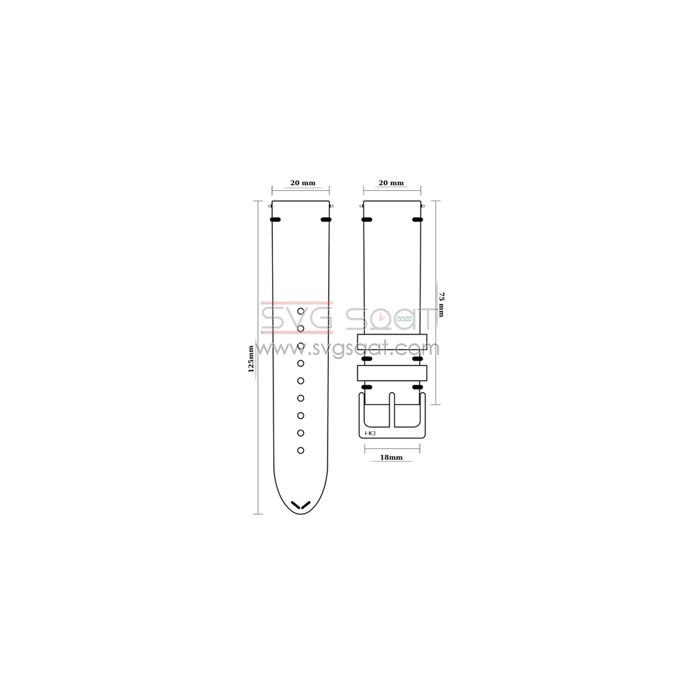 R4102S Roder Deri Kayış - Gri - 20MM — fotoğraf 3