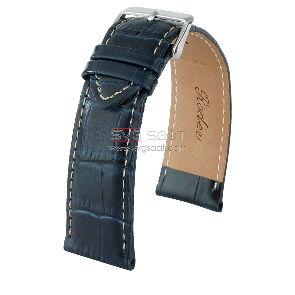R4102W Roder Deri Kayış - Lacivert - Beyaz - 20MM