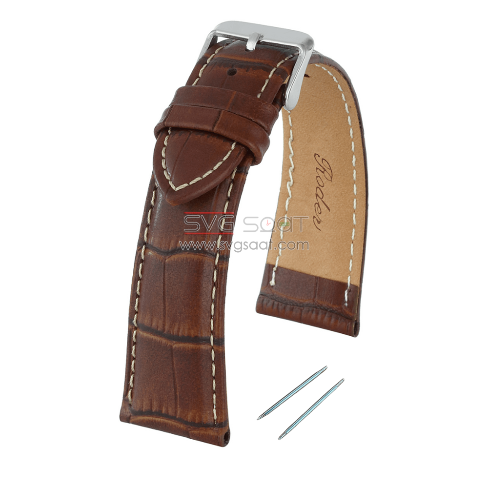 R4102W Roder Deri Kayış - Kahverengi - Beyaz - 26X22MM — fotoğraf 2