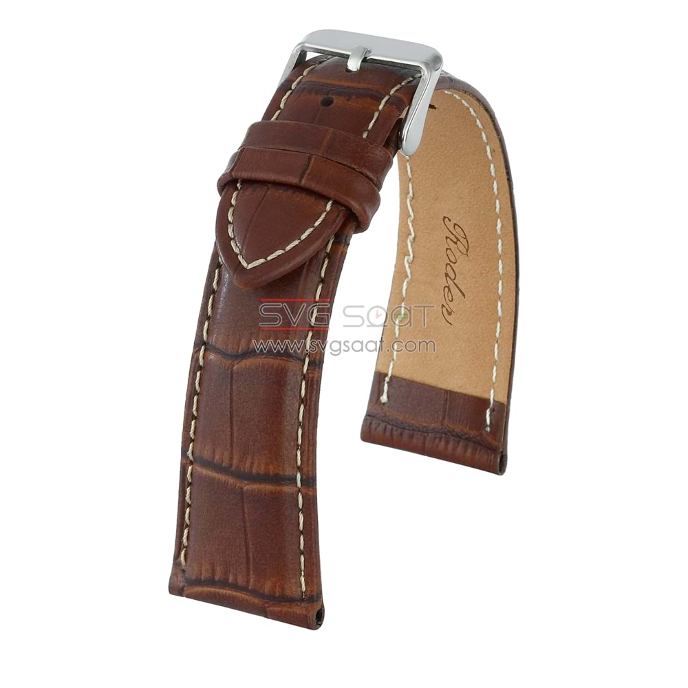 R4102W Roder Deri Kayış - Kahverengi - Beyaz - 20MM