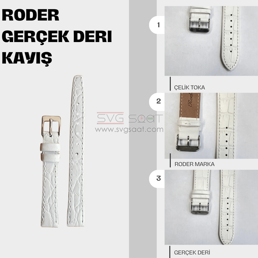 R4149S Roder Deri Kayış - Beyaz - 22MM — fotoğraf 2