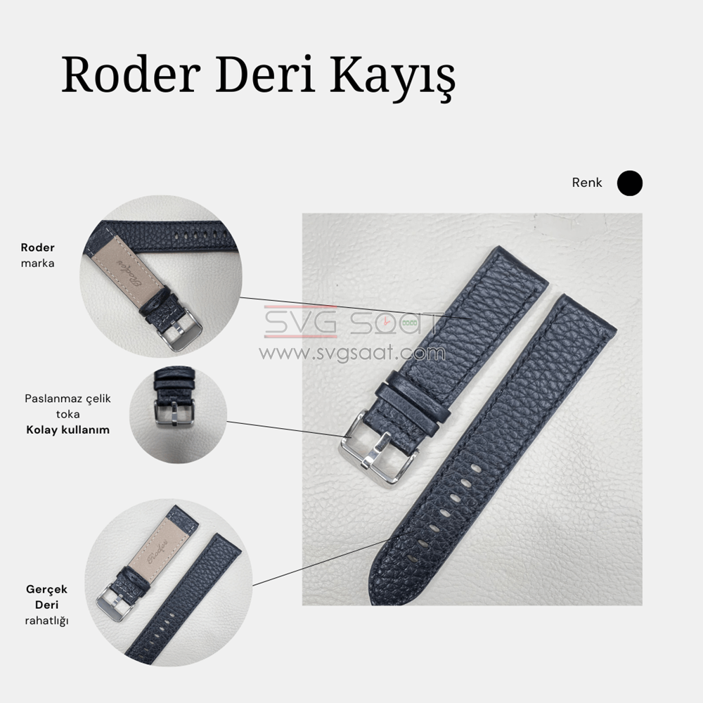 R4105S Roder Deri Kayış - Siyah - 24X24MM — fotoğraf 3