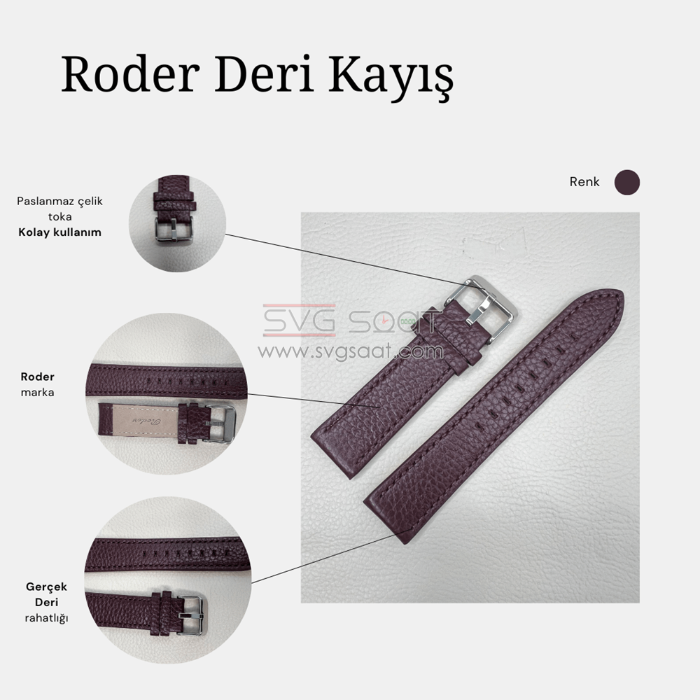 R4105S Roder Deri Kayış - Kahverengi - 22MM — fotoğraf 3