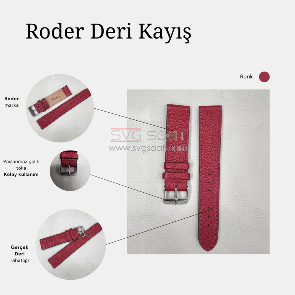 R4105S Roder Deri Kayış - Kırmızı - 20MM — fotoğraf 5