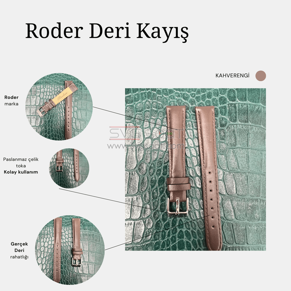 R4106S Roder Deri Kayış - Kahverengi - 22X18MM — fotoğraf 3
