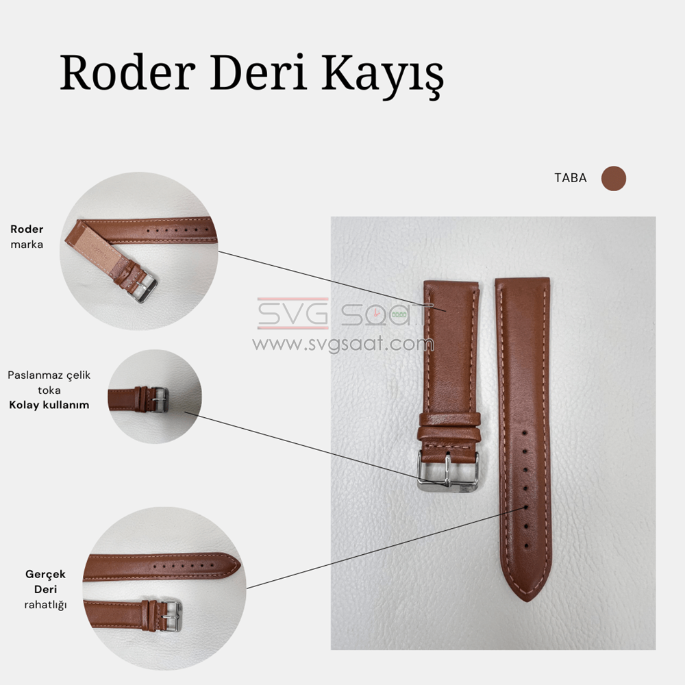 R4106S Roder Deri Kayış - Taba - 22MM — fotoğraf 3