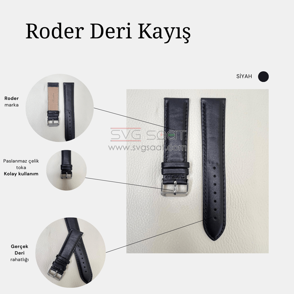 R4106S Roder Deri Kayış XL - Siyah - 20MM — fotoğraf 3
