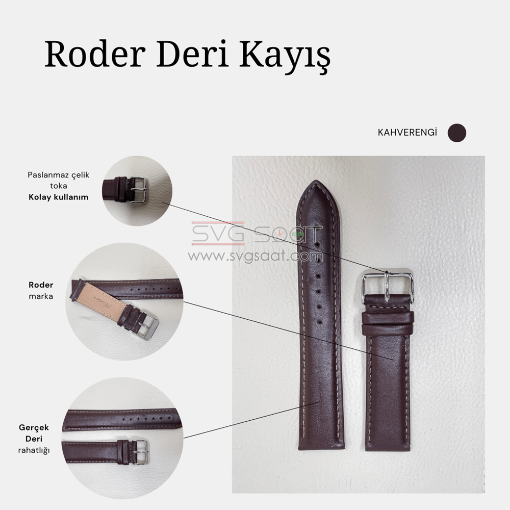 R4106S Roder Deri Kayış XL - Kahverengi - 18MM — fotoğraf 3