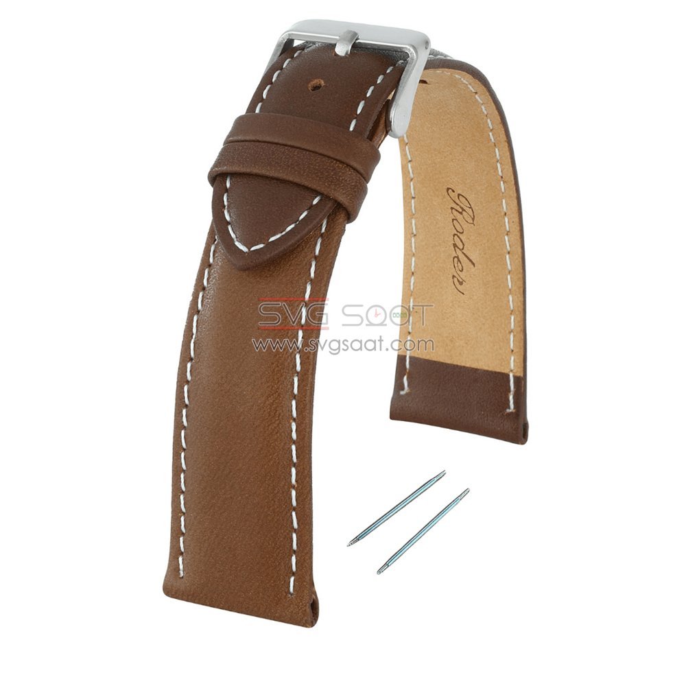 R4106W Roder Deri Kayış - Kahverengi-beyaz - 24MM — fotoğraf 2