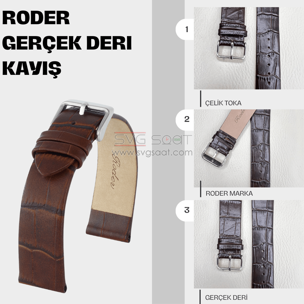 R4147 Roder Deri Kayış - Kahverengi - 18MM — fotoğraf 3