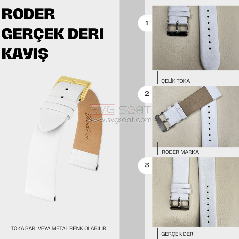 R4146 Roder Deri Kayış - Beyaz — fotoğraf 3
