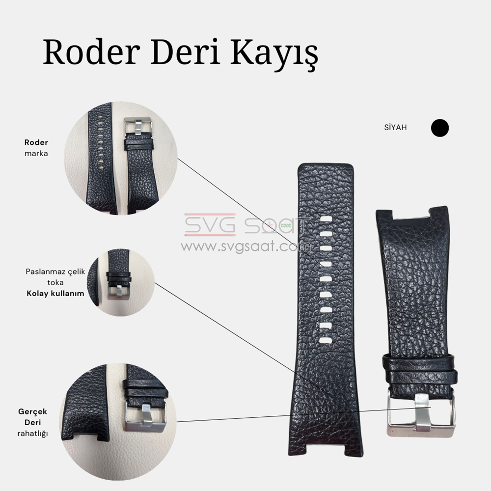 R4114 Roder Deri Kayış - Siyah - 32MM — fotoğraf 3
