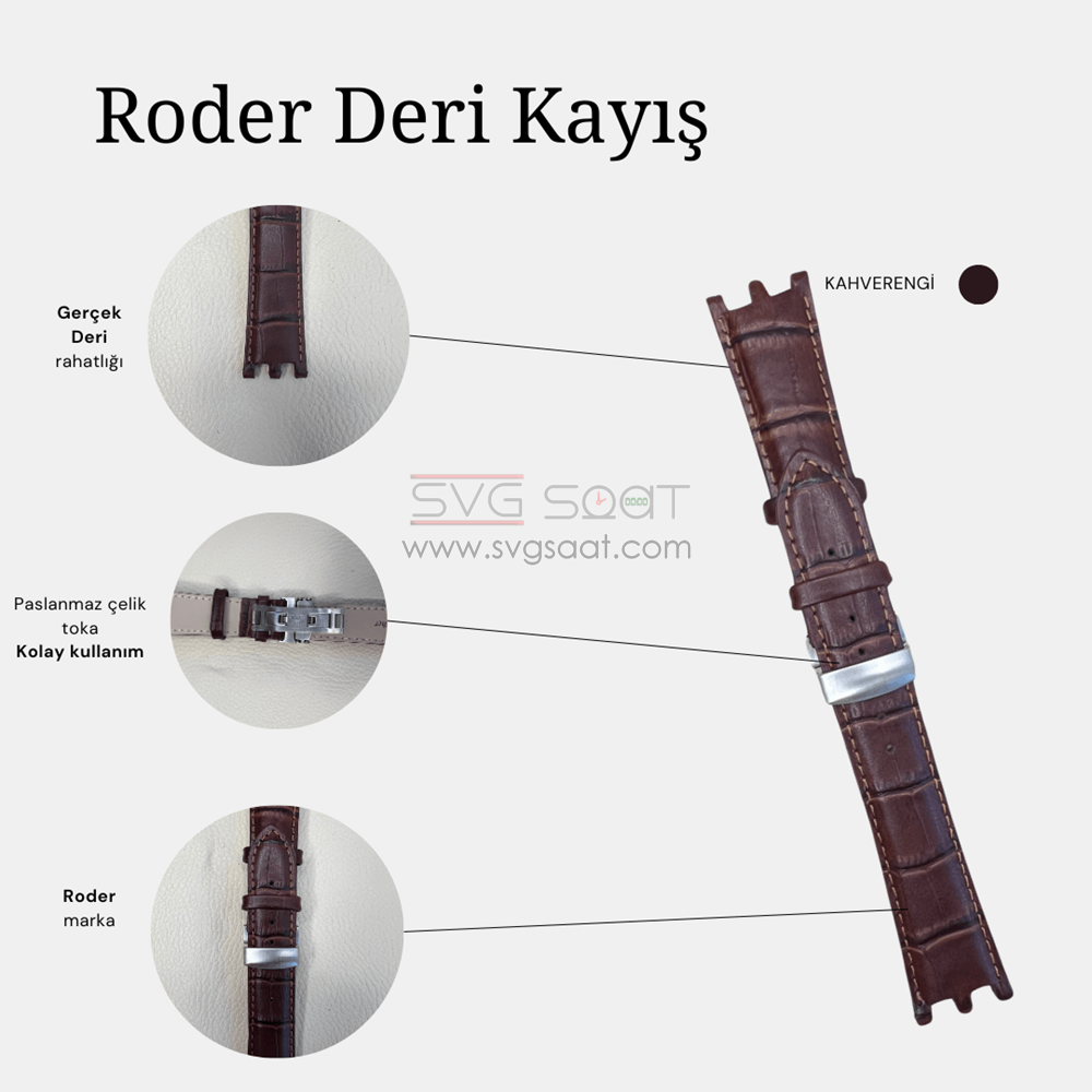 R4118S Roder Deri Kayış - Kahverengi - 22MM — fotoğraf 2