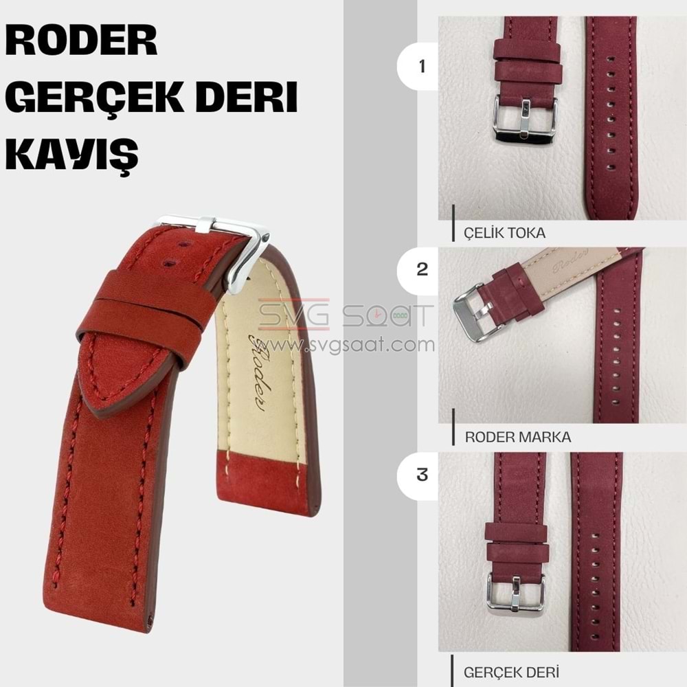 R4138S Roder Deri Kayış - Bordo - 20MM — fotoğraf 4