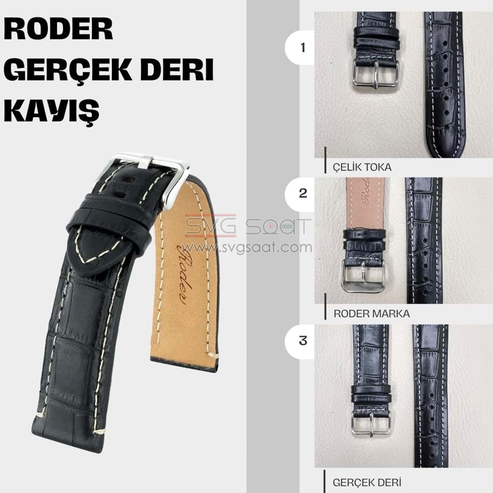 R4137W Roder Deri Kayış - Siyah-beyaz — fotoğraf 2