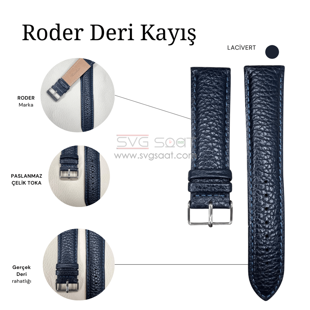 R4135S Roder Deri Kayış - Lacivert - 22 MM — fotoğraf 2