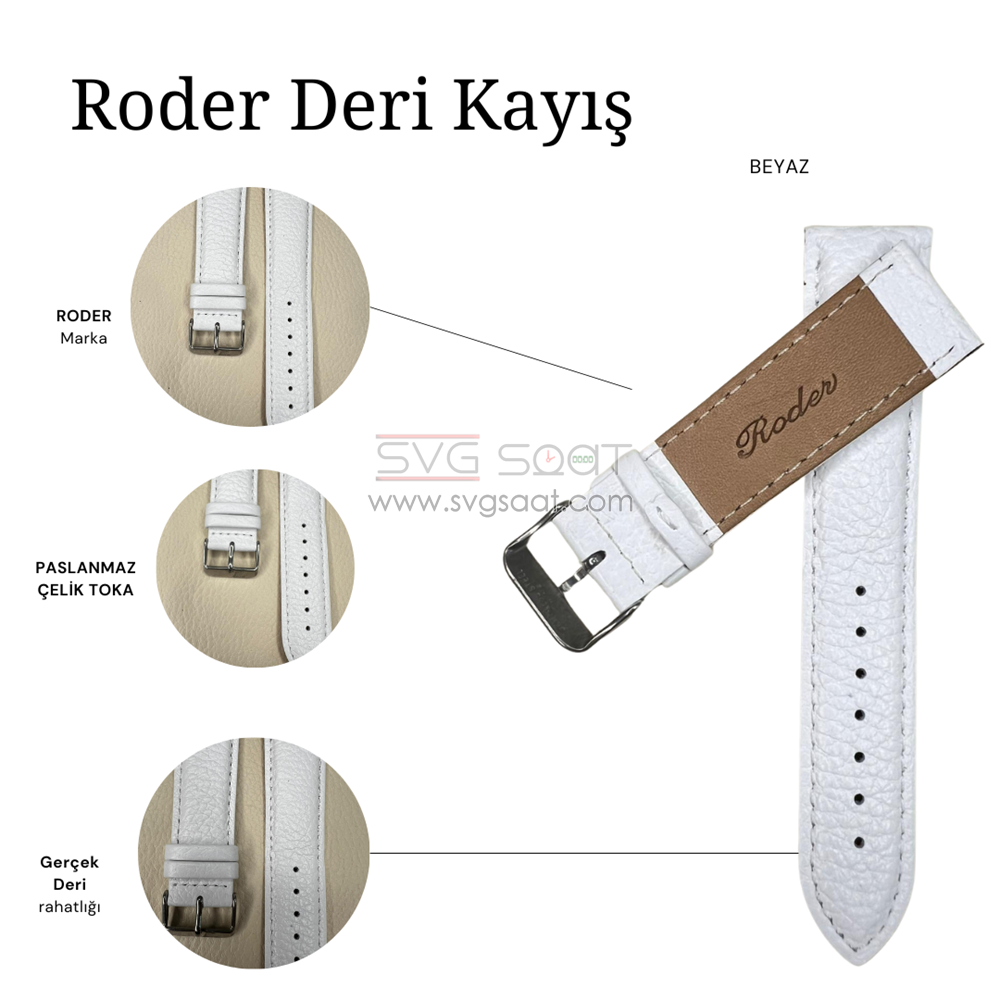 R4135S Roder Deri Kayış - Beyaz — fotoğraf 4