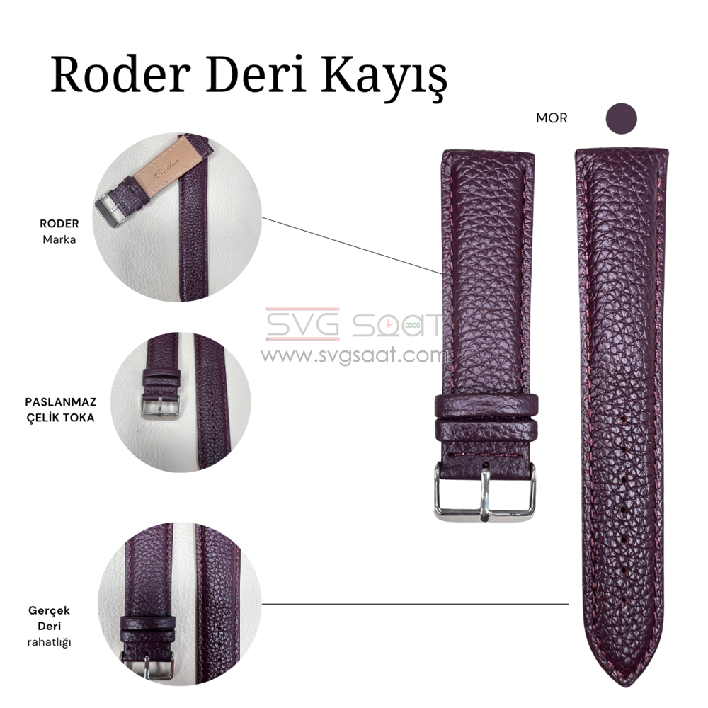 R4135S Roder Deri Kayış - Mor - 24MM — fotoğraf 2
