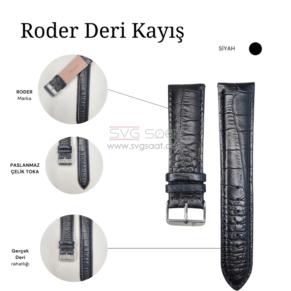R4134S Roder Deri Kayış - Siyah - 18MM — fotoğraf 3