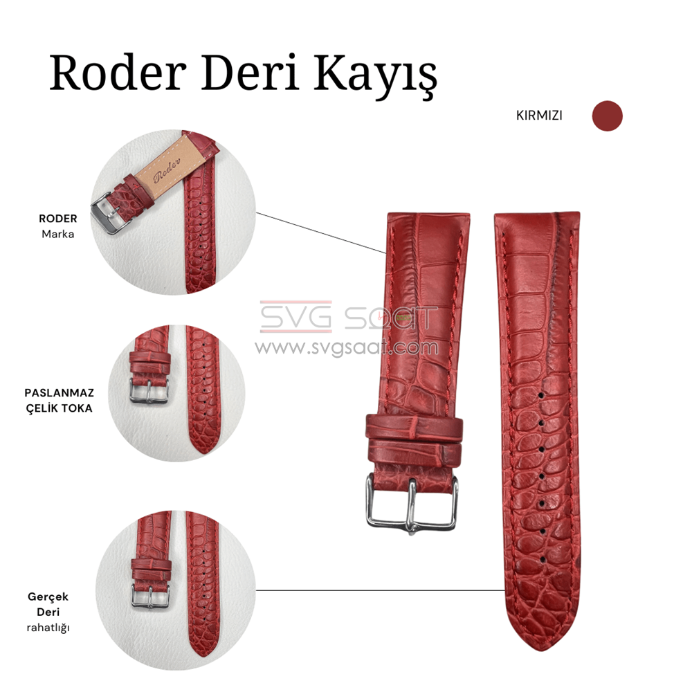 R4134S Roder Deri Kayış - Kırmızı — fotoğraf 3