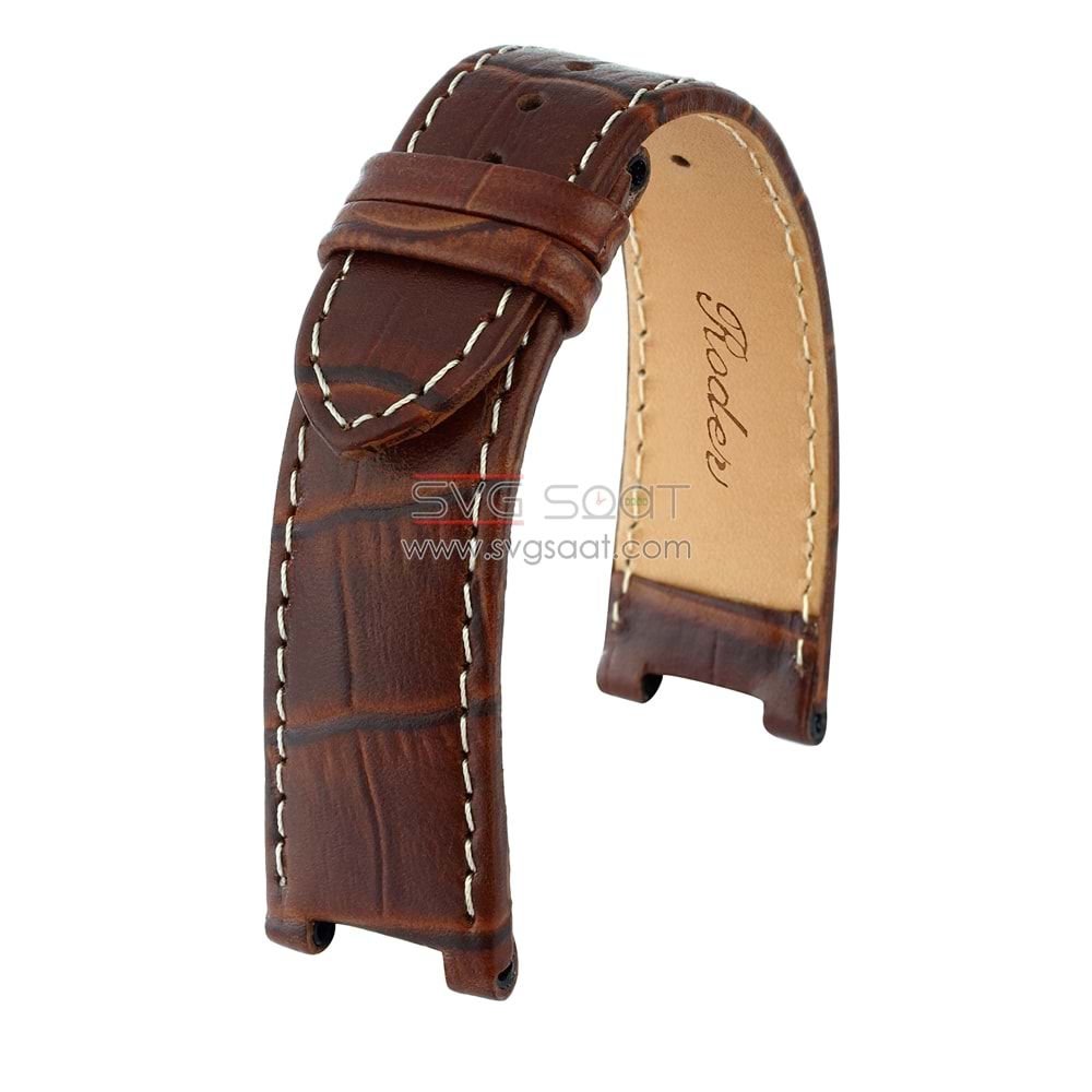 R4119W Roder Deri Kayış - Kahverengi-beyaz - 20MM
