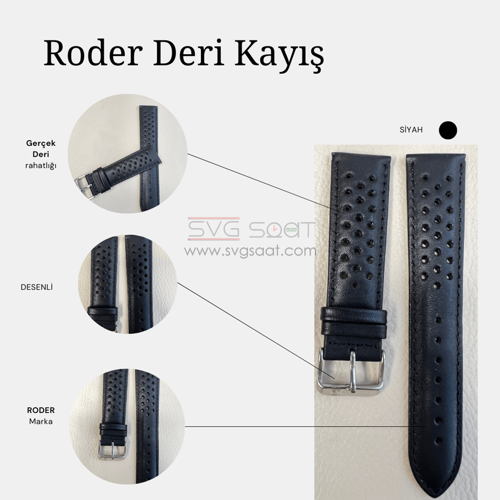 R4126S Roder Deri Kayış - Siyah - 22MM — fotoğraf 2