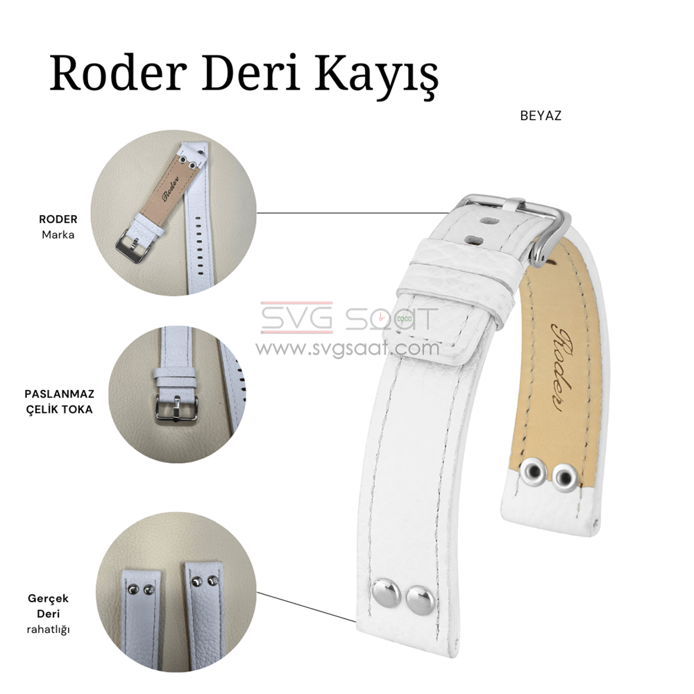 R4133S Roder Deri Kayış XL - Beyaz - 24MM — fotoğraf 3