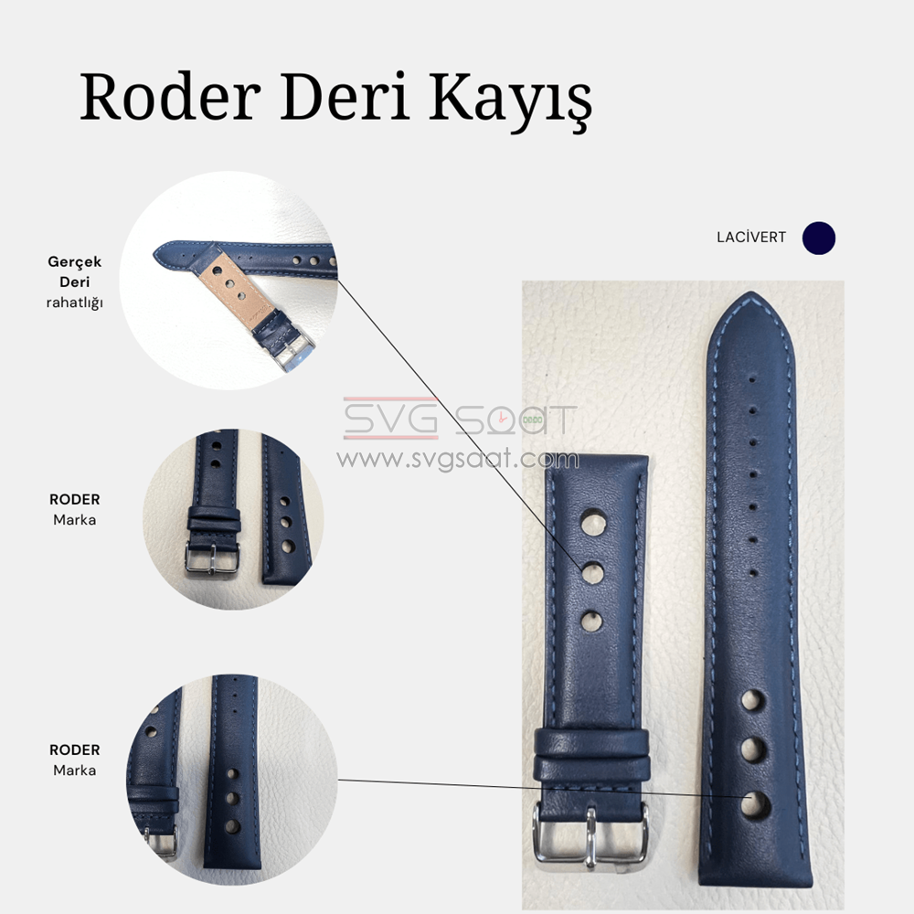 R4129S Roder Deri Kayış - Lacivert - 20MM — fotoğraf 2