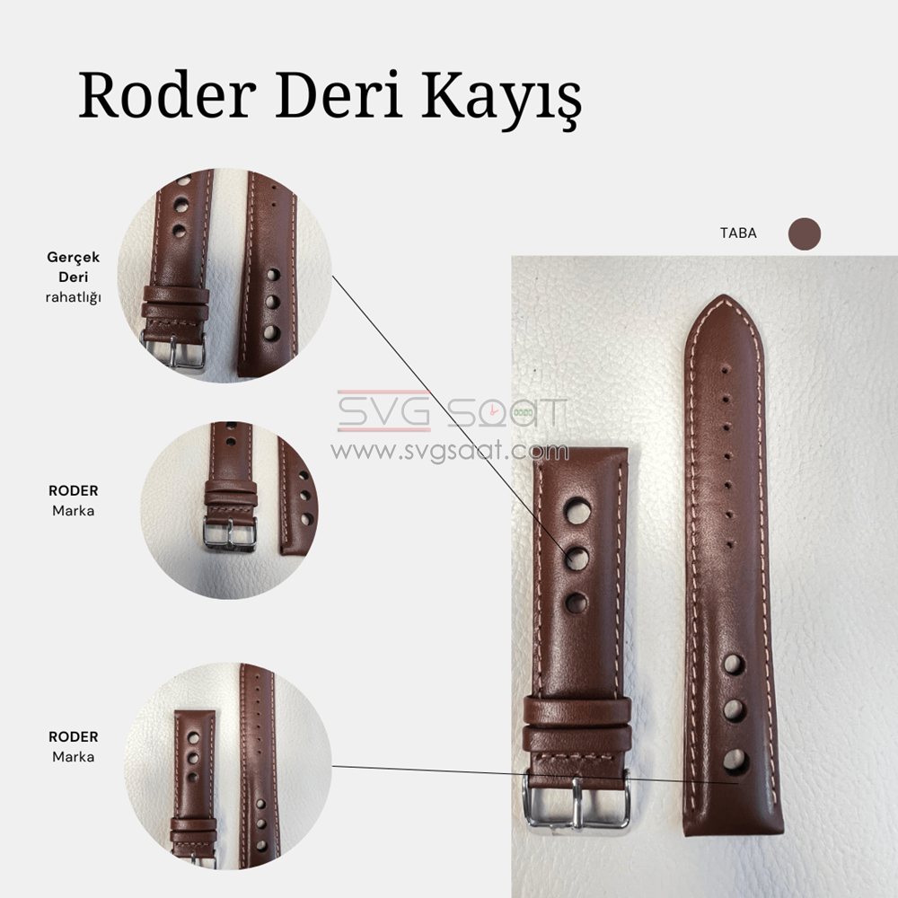 R4129S Roder Deri Kayış - Taba - 22MM — fotoğraf 2