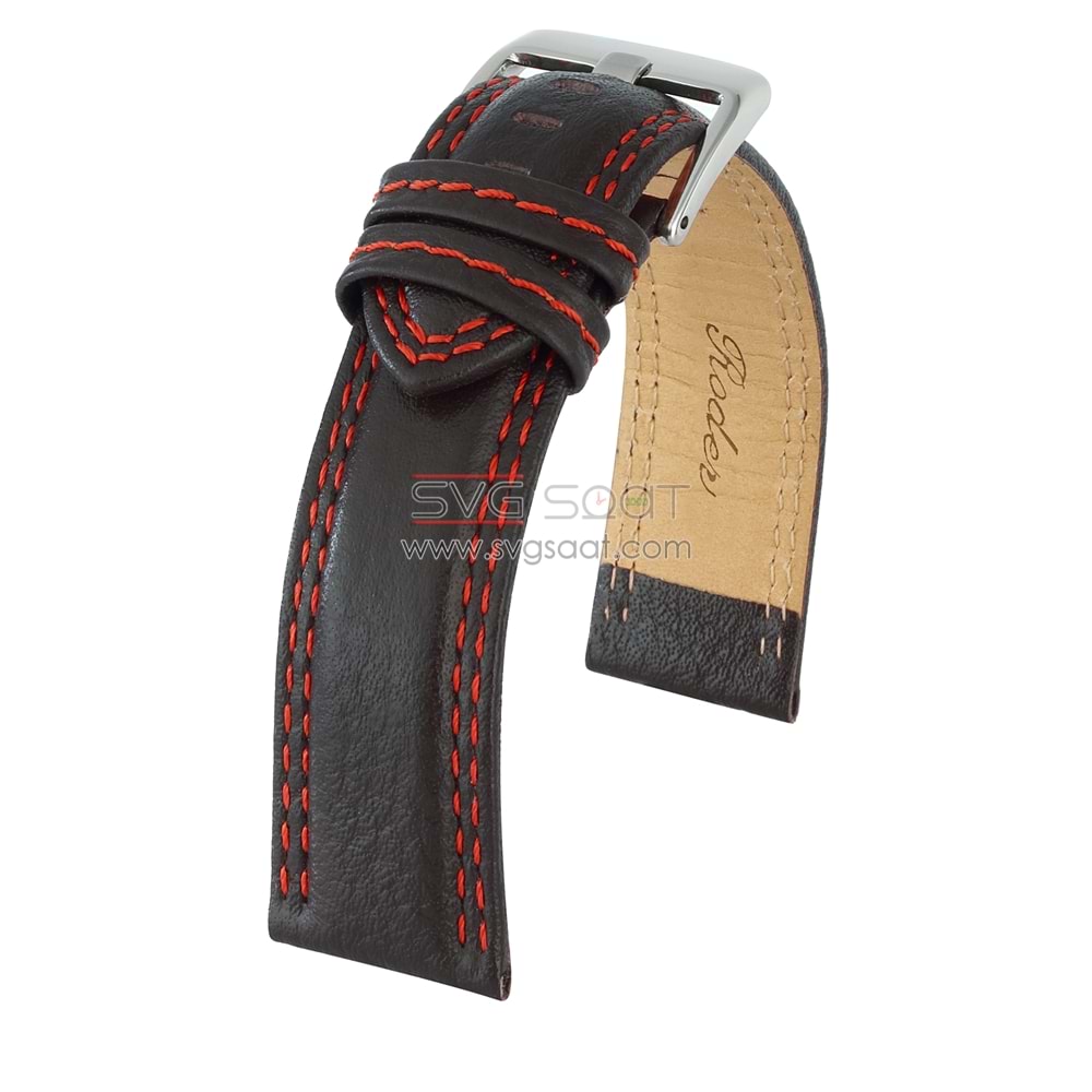R4131R Roder Deri Kayış - Siyah-kırmızı - 22MM — fotoğraf 2