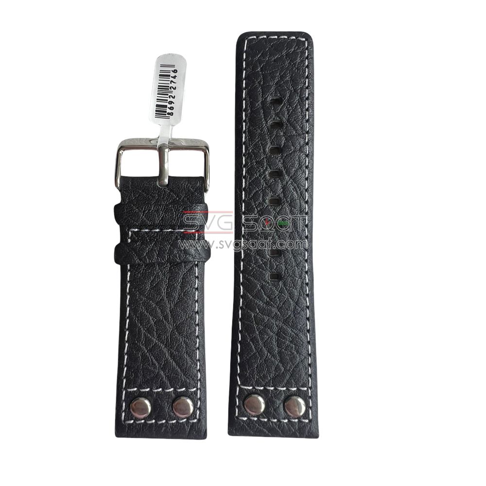 R4133W Roder Deri Kayış - Siyah-beyaz - 24MM