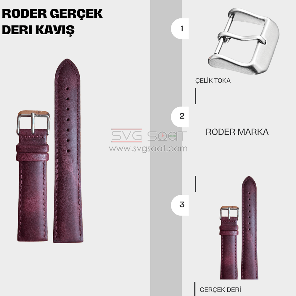 R4154S Roder Deri Kayış - Bordo