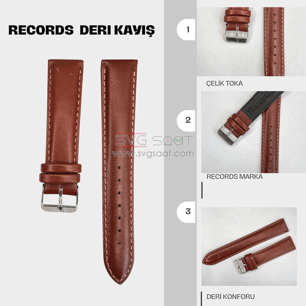 RC3001S Records Deri Kayış - Taba — fotoğraf 4