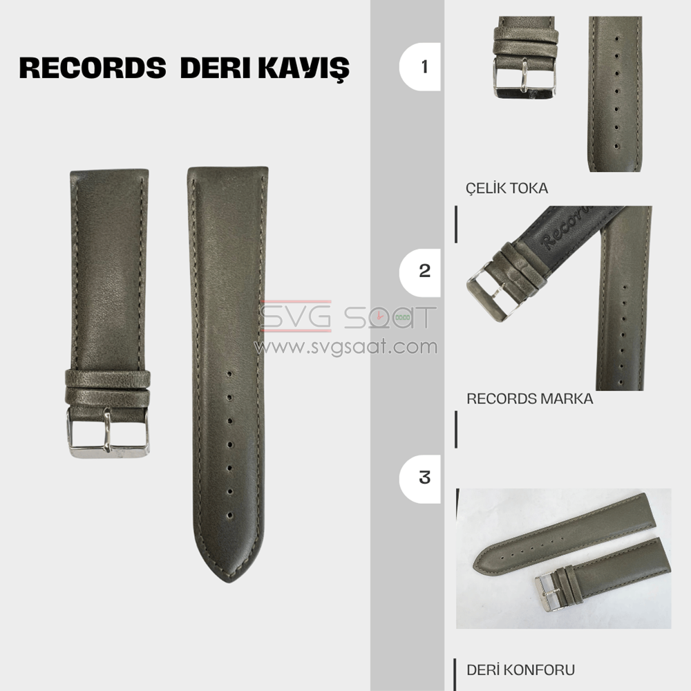 RC3001S Records Deri Kayış - Yeşil - 24MM — fotoğraf 3