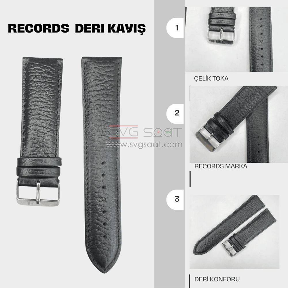 RC3002S Records Deri Kayış - Siyah — fotoğraf 2