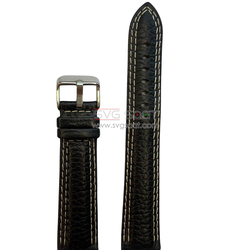 R4131W Roder Deri Kayış - Siyah-beyaz - 22MM