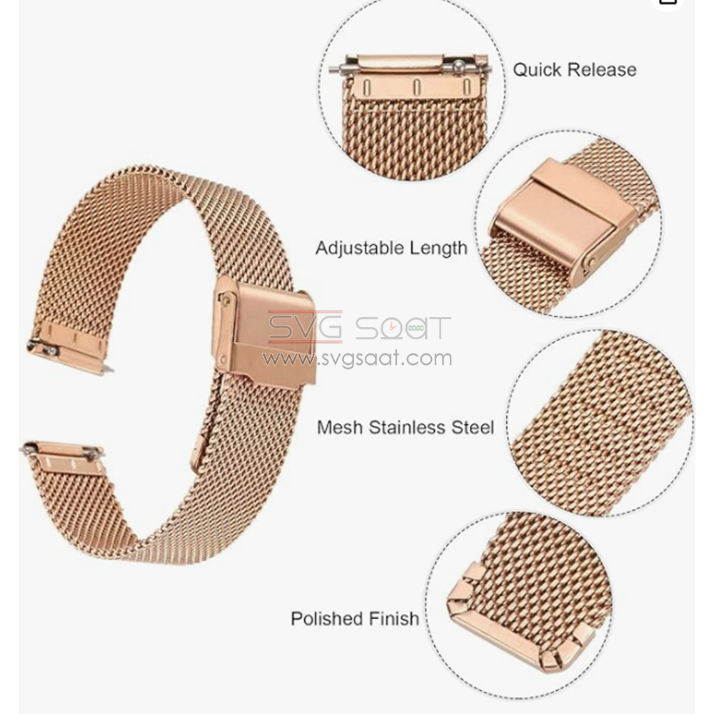 Paslanmaz Çelik Kordon MK1003 - Rose Gold - 24MM — fotoğraf 2
