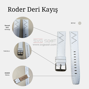 R4125S Roder Deri Kayış - Beyaz - 22MM — fotoğraf 3