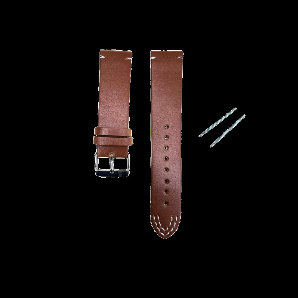 R4143W Roder Deri Kayış - Taba-beyaz - 22MM