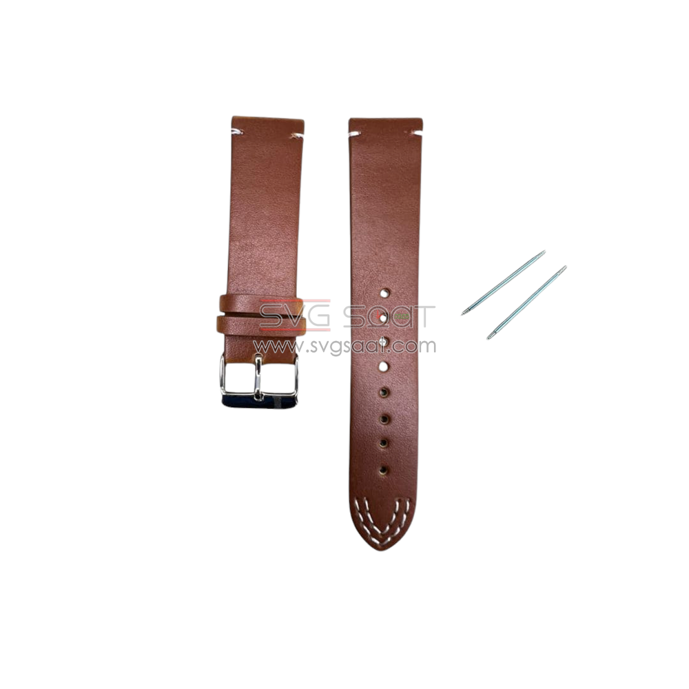 R4143W Roder Deri Kayış - Taba-beyaz - 24MM