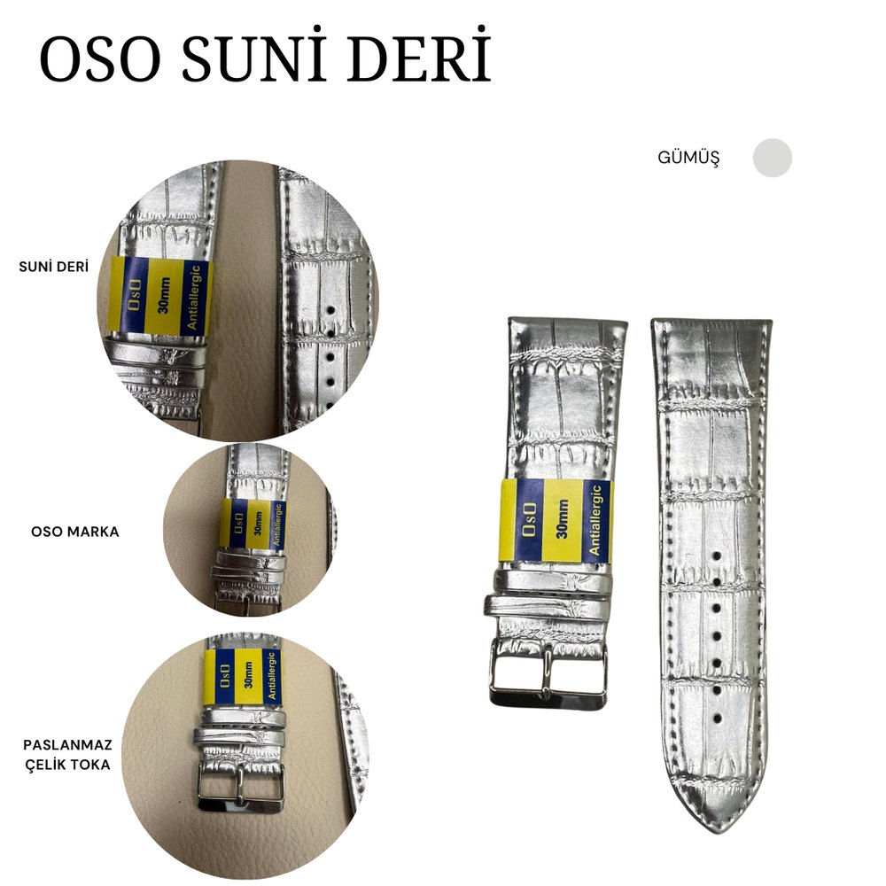 OSO 1597 Saat Kordonu - GÜMÜŞ - 28MM